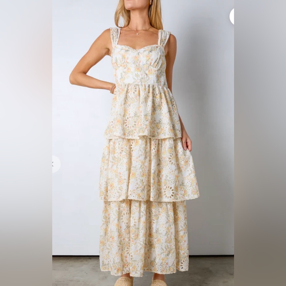 Sofie the Label Floral Eyelet Tiered Maxi Dress